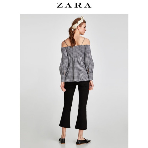 ZARA Checked pleated top - Picture 4 of 4